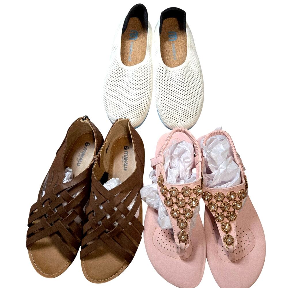 Rasolli + Size 8.5 Flat Sandals Women's Lot of 3 Pairs Bulk Shoes 8 1/2 Light